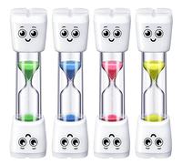 Weewooday 4 Pieces Toothbrush Timer 2 Minute Sand Timer Smile Pattern Tooth Brushing for Proper Tooth Brushing Oral Hygiene(Blue, Pink, Yellow, Green)