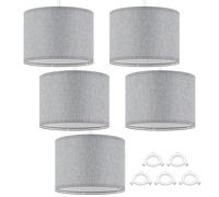 Weewooday 5 Pcs Fabric Lampshade for Ceiling Lights Pendant Modern Drum Lamp Shades for Table Floor Bedroom with E27 to E14 Adapter Ring (Grey,10 Inch)