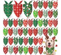 Weewooday 50 Pcs Christmas Bandanas for Dogs Xmas Bandanas Bulk with Santa Snowflake Candy Cane Soft Bibs Adjustable Triangle Doggie Scarf for Small Medium Large Pet (31.5 x 21.7 x 21.7 Inch)