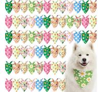 Weewooday 50 Pcs Dog Bandanas Bulk Dog Bandanas for Dogs Soft Bibs Adjustable Triangle Bandana for Small Medium Large Costume(Spring,25.6 x 17.7 x 17.7 Inch)