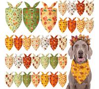 Weewooday 50 Pcs Fall Dog Bandanas Bulk for Autumn Pet Soft Bibs Adjustable Squirrel Fox Hedgehog Kerchief Bandana for Small Medium Large Grooming Accessories (Fall Animals, 31.5 x 21.7 x 21.7 Inch)