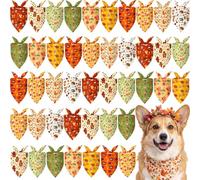 Weewooday 50 Pcs Fall Dog Bandanas Bulk for Autumn Pet Soft Bibs Adjustable Squirrel Fox Hedgehog Kerchief Bandana for Small Medium Large Grooming Accessories (Fall Animals, 19.7 x 13.8 x 13.8 Inch)