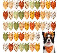 Weewooday 50 Pcs Fall Dog Bandanas Bulk for Autumn Pet Soft Bibs Adjustable Squirrel Fox Hedgehog Kerchief Bandana for Small Medium Large Grooming Accessories (Fall Animals, 25.6 x 17.7 x 17.7 Inch)