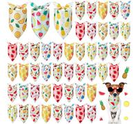 Weewooday 50 Pcs Fruit Dog Bandanas Bulk Summer Bandanas for Dogs Hawaiian Soft Bibs Adjustable Triangle Scarf for Small Medium Large Pet Costume(19.7 x 13.8 x 13.8 Inch)