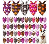 Weewooday 50 Pcs Halloween Dog Bandanas Bulk for Large Pets Charm Grooming | Pumpkin Ghost Soft Triangle Bibs for Dogs lover gifts, Adjustable for Small Medium Party Costume accessory, 31.5x21.7x21.7In