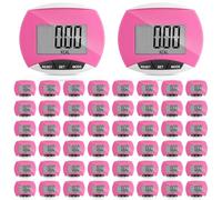 Weewooday 50 Pcs Pedometer for Walking Steps and Miles Simple Pedometer Clip on with Large Digital Display Portable LCD Step Counter Bulk Gift for Women Men Adults (Pink)