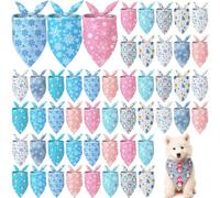 Weewooday 50 Pcs Winter Bandanas Bulk for Dogs Snowflake Cats Bandanas Charm Soft Triangle Bibs Adjustable Scarf for Small Medium Large Pets Winter Costume(19.7 x 13.8 x 13.8 Inch)