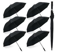 Weewooday 6 Pcs Black Golf Umbrellas 54 Inch Extra Large Windproof Parasol