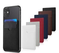 Weewooday 6 Pcs Phone Wallet RFID PU Leather Stick on Wallet Phone Card Holder for Case Check ID Business Card Credit Cards Compatible Works with Most Smartphones 2.6 x 3.8 in(Solid,Multi-Color)