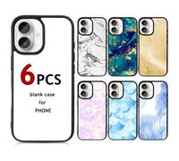 Weewooday 6 Pieces Sublimation Phone Case Covers Compatible with iPhone 16 Blank Custom DIY Printable Picture Anti-Slip Shockproof Customize Heat Press Rubber Protective DIY Phone Covers