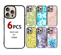 Weewooday 6 Pieces Sublimation Phone Case Covers Compatible with iPhone 16 Pro Max Blank Custom DIY Printable Picture Anti-Slip Shockproof Customize Heat Press Rubber Protective DIY Phone Covers