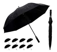 Weewooday 8 Pcs Black Golf Umbrellas 54 Inch Extra Large Windproof Parasol