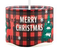 Weewooday Christmas Red Lampshade, Round Drum Modern Pendant Floor Table or Ceiling Light Shade with E27 to E14 Adapter Ring, Living Rooms, Bedroom, Hallways, Reading Room