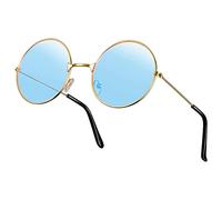 Weewooday Hippy Specs Sunglasses Retro Round Pink Hippy Style Sunglasses 60's 70's Disco Festival Party Eyewear for Men and Women Glasses, Hippie Fancy Dress Accessory(Blue)