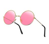 Weewooday Hippy Specs Sunglasses Retro Round Pink Hippy Style Sunglasses 60's 70's Disco Festival Party Eyewear for Men and Women Glasses, Hippie Fancy Dress Accessory(Pink)