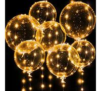 Light Up Balloons, 7 Packs 20 Inches Bobo Balloons with 10ft Lights for Valentines Day Wedding Christmas Birthday Party Decoration (Warm White)