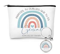 Weewooday Motivation Gift Makeup Bag Rainbow Keyring Courage Gift with French Saying Farewell Gift for Colleagues Thank You Gift for Women Men, as shown, wie abgebildet