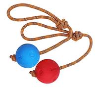 Weeyuu Rope Dog Toy, 2 Pack Ball on a Rope Dog Toys Durable Elastic Solid Rubber Balls for Fetch, Catch, Throw and Tug of War (5 cm, Blue + Red)