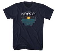 Weezer Rock Band Sun Rays Adult Short Sleeve T-Shirts Graphic Tees, Navy, Large
