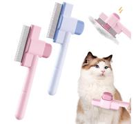 Wefaly Fur Flash Brush Cat, Rounded Ends Teeth Cat Brush Undercoat Dog Brush Undercoat with Release Button for Short Hair Long Hair Cats Dogs Matted Hair (Pink+Blue)