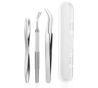 Wefaly Tick Tweezers for Dogs, Set of 3 Tick Tweezers, Stainless Steel Tweezers, Tick Hooks with Storage Box, Splitter Tweezers, Tick Remover for Dogs, Cats, People, Children (Silver)