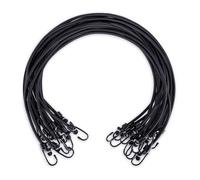 WeFine Pack of 10 Bungee Cords with Hooks Weatherproof & UV-Resistant Bungee Straps Heavy Duty Elastic Bungee Ropes for Caravan Camping RVs Trunks Luggage Racks,Black,24 inch (60CM)