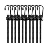 WeFine Pack of 10 Bungee Cords with Hooks Weatherproof & UV-Resistant Bungee Straps Heavy Duty Elastic Bungee Ropes for Caravan Camping RVs Trunks Luggage Racks,Black,16 inch (40CM)
