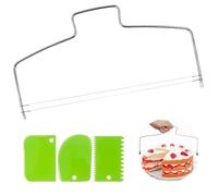 WEFINEST 4 PCS Cake Leveller Straight, Double Wire Cake Cutter, Adjustable Line Straight Cake Slicer, Cake Baking Accessories with Cream Scraper for Layering Cakes, Cutting Bread, Toast