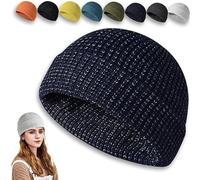 Weflexus Reflective Beanie, Flex Reflective Beanie Hat, Flex Beanie 2.0 - Unisex, for Winter Night Walks, Winter Beanie Hat Fishing Hat (Navy)