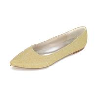 WeFloHsL Women Glitter Pointed Toe Ballet Flats Wedding Prom Shoes 2046-07C,Gold,7 UK