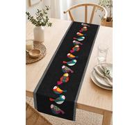 WEFLORIA Premium Table Runner, Neutral Modern Bird Design, Boho, Soft Microfibre Fabric, Stain-Resistant, Minimal Dining Table Decor (Black, 138*40)
