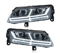 WEFOLCC For A6 A6L C6 S6 2004-2011 Headlight Head Light Front Light Dynamic Turn Signal LED Low And High Beam Lens(Silver,Yellow light)