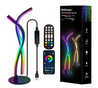 Wefomey Bedside LED Table Lamp Modern, RGBWIC Ambiance Color Changing Dimmable Desk Nightstand Lamp with Smart App Control and Remote, 5V USB LED Lightbar for Bed Living Room