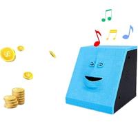 WeFoonLo Novelty Coin Money Eating Musical Face Bank Automatic Money Saving Collection Piggy Bank for Kids Children (Blue Brick)
