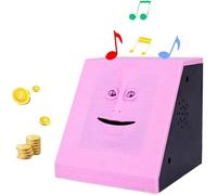 WeFoonLo Novelty Coin Money Eating Musical Face Bank Automatic Money Saving Collection Piggy Bank for Kids Children (Pink Brick)