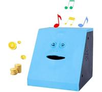 WeFoonLo Novelty Coin Money Eating Musical Face Bank Automatic Money Saving Collection Piggy Bank for Kids Children (Blue Flat)