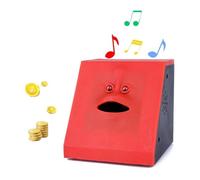 WeFoonLo Novelty Coin Money Eating Musical Face Bank Automatic Money Saving Collection Piggy Bank for Kids Children （Red Flat）