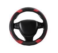 Weforu Car Steering Wheel Cover, Breathable Anti-Slip, Slim Sports Elastic Band Without Inner Ring Wheel Cover Microfiber Leather (Black-Red)
