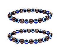WEFRIN Evil Eye Bracelet Blue Beads Bracelet Hematite Therapy Bracelet Turkish Lucky For Protection And Blessing Bracelet Gifts (2 pcs), botswana agate