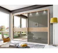 Wega Sliding Wardrobe - 2 Door Mirror - Oak and Havana Glass - LH