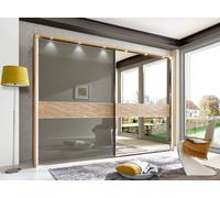 Wega Sliding Wardrobe - 2 Door Mirror - Oak and Havana Glass - RH