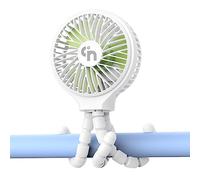 WEGA Stroller Fan Rechargeable Portable Fan Battery Operated Car Seat Baby Fan,3 Speeds Clip on Fan,USB Personal Fan for Crib Treadmill HomeOffice and Travel (White)