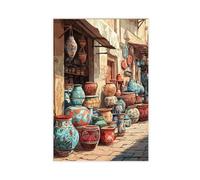 WEGAGTTT Iraqi Pottery Art Print_ Vibrant Middle Eastern Market Scene Canvas Poster Wall Art Decor Print Picture Paintings for Living Room Bedroom Decoration 12x18inch(30x45cm)