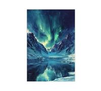 WEGAGTTT Northern Lights Dancing Over Serene Canvas Poster Bedroom Decor Landscape Office Room Decor Gift 12x18inch(30x45cm)