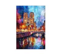 WEGAGTTT Notre-Dame Cathedral Palette Knife Print Canvas Poster Bedroom Decor Landscape Office Room Decor Gift 12x18inch(30x45cm)