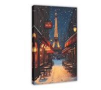WEGAGTTT Paris Winter Art Print Canvas Poster Bedroom Decor Landscape Office Room Decor Gift 16x24inch(40x60cm)