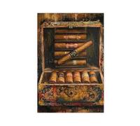 WEGAGTTT Rustic Cuban Cigar Box Art, Handcrafted Cuban Art for Living Room Canvas Poster Bedroom Decor Landscape Office Room Decor Gift 12x18inch(30x45cm)