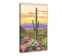 WEGAGTTT Sonoran Desert Art Print, Saguaro Cactus, Desert Sunset Canvas Poster Bedroom Decor Landscape Office Room Decor Gift 12x18inch(30x45cm)