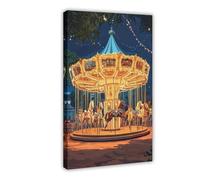 WEGAGTTT Vintage Flying Horses Carousel Art Print Canvas Poster Bedroom Decor Landscape Office Room Decor Gift 24x36inch(60x90cm)