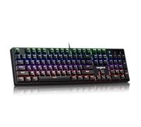 wegear Mechanical Gaming Keyboard with Blue Switch, 104-Key Full Size RGB Backlit Wired Keyboard（11 Modes, Anti-Ghosting, Double-Shot ABS Keycaps, Lighted Computer Key-Board for PC Windows-Black